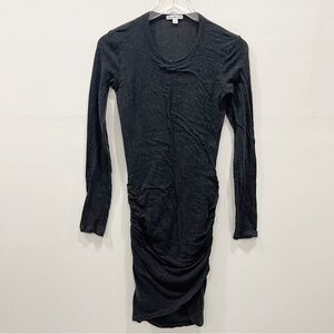 James Perse Long Sleeve Ruched Size Round Neck Wrap Front Dress Grey Size 2